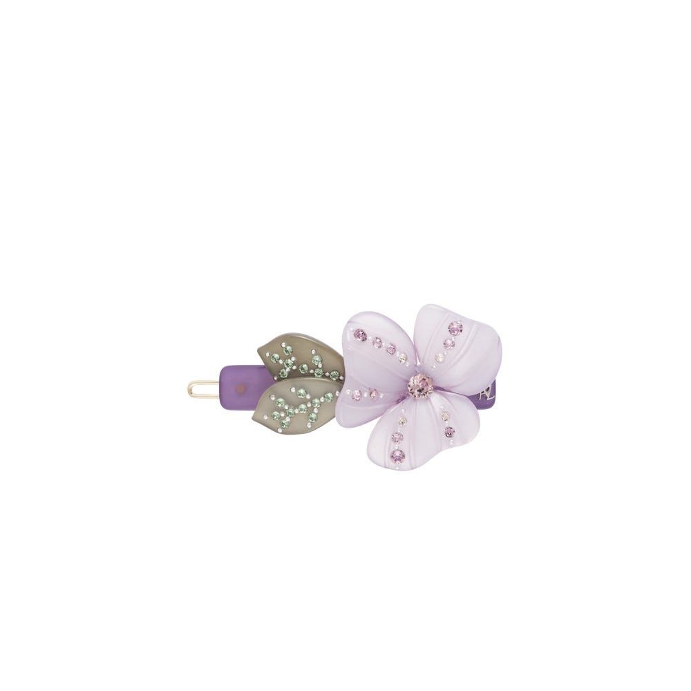 粉丽花花系列: 6厘米小发夹缀以欧洲水晶 - 紫色