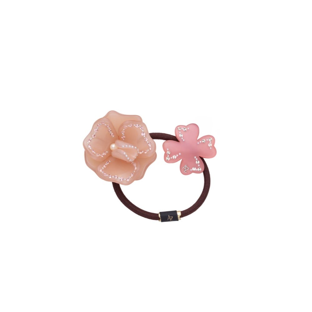 Blush of Roses Collection: Movable Pony Elastic Decorated with European Crystals - Pink