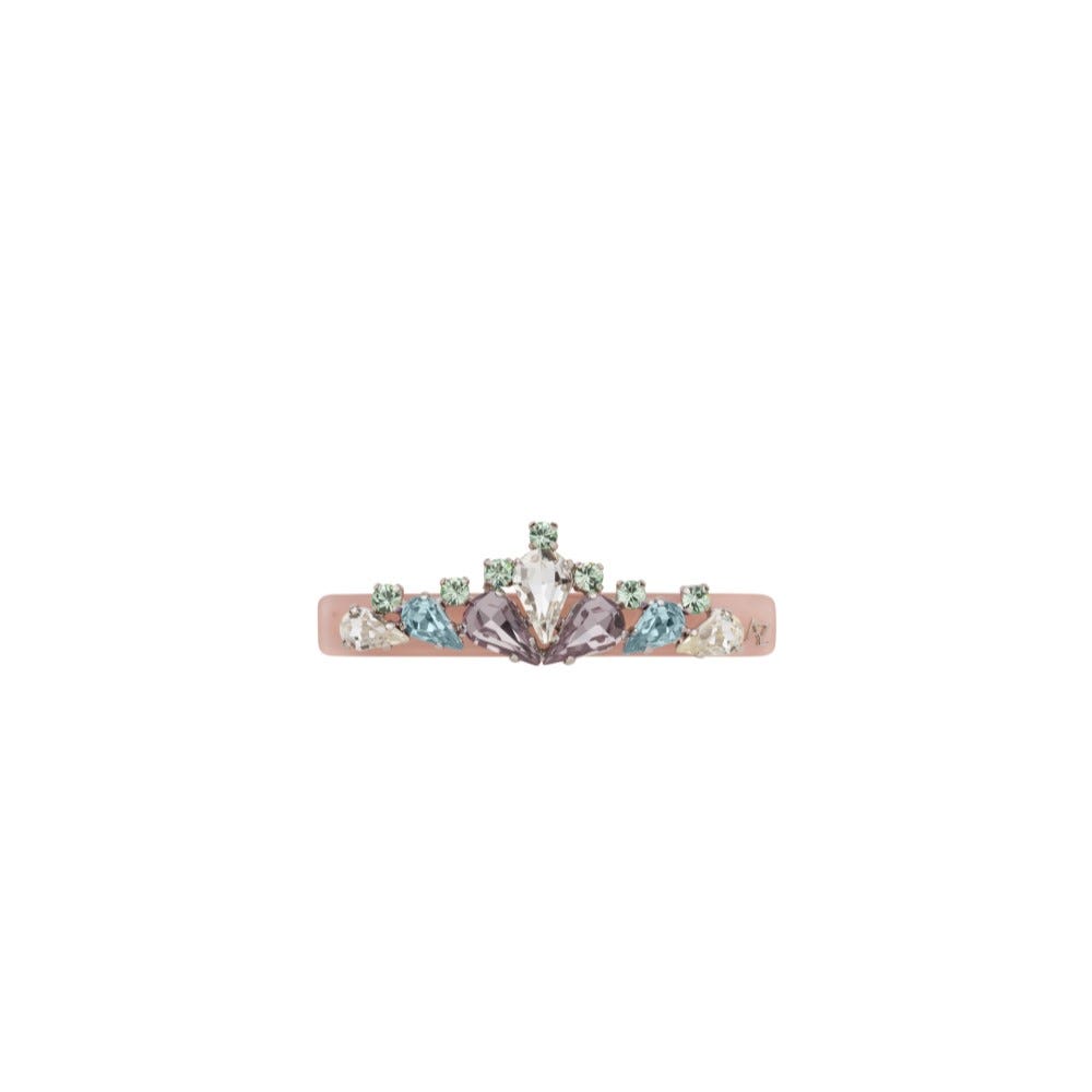 Crown Dreams Collection: 6cm Auto Barrette Decorated with European Crystal Jewellery Ornaments - Pink