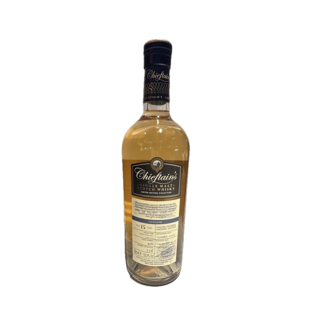 Chieftain's Vintage 2007 15YO Lowland Single Malt Whisky #4176 700ml