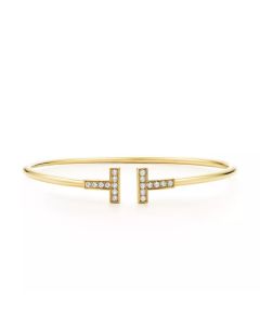 Tiffany T Wire Bracelet in Gold with Diamonds