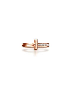 Tiffany T T1 Ring in Rose Gold with Diamonds, 2.5 mm Wide