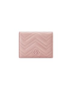 GG Marmont Matelassé Card Case Wallet In Light Pink Leather