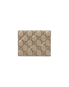 Card Case Wallet with Horsebit Print in Beige and Ebony Supreme