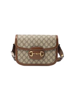 GG Supreme/Brown Gucci Horsebit 1955 Shoulder Bag
