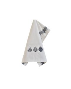 Embroidered Trio Lanterns Set Tea Towel - Grey