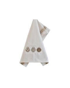 Embroidered Trio Lanterns Set Tea Towel - Gold