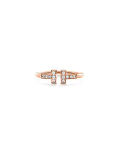 Tiffany T Wire Ring in Rose Gold with Diamonds, Size 5