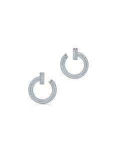 Tiffany T T1 Open Hoop Earring in White Gold with Diamonds