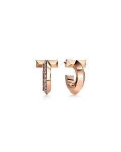 Tiffany T T1 Hoop Earrings in Rose Gold with Diamonds
