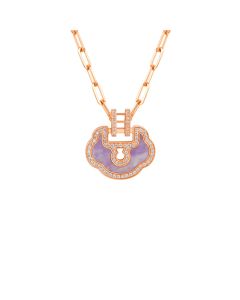 Yu Yi Grande Necklace in 18K Rose Gold Set with Jade and Diamonds