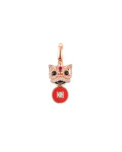 Xi Xi Small Pendant in 18K Rose Gold Set with a Ruby, Red Agate, Onyx and Diamonds