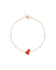Wulu Petite Bracelet in 18K Rose Gold Set with Red Agate and Diamonds