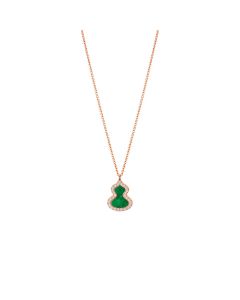 Wulu Petite Necklace in 18K Rose Gold Set with Jade and Diamonds