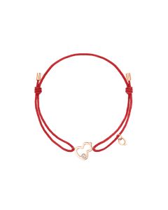 Wulu Petite Red Cord Bracelet in 18K Rose Gold Set with a Diamond