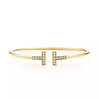 Tiffany T Wire Bracelet in Gold with Diamonds