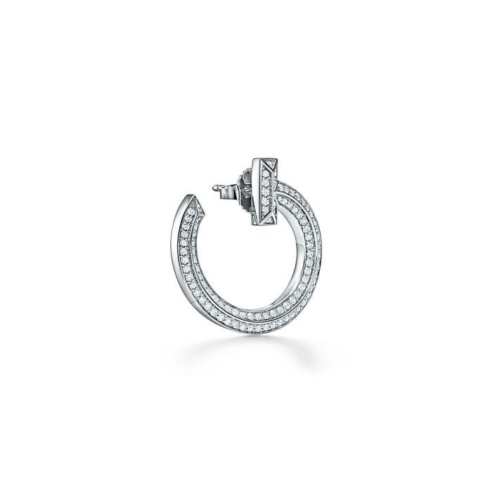 Tiffany T T1 Open Hoop Earring in White Gold with Diamonds