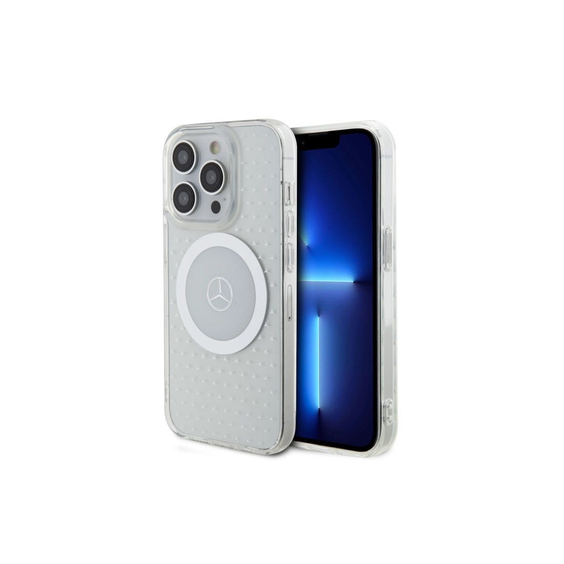 iPhone 15 Pro Star Pattern Transparent Magsafe Case - White