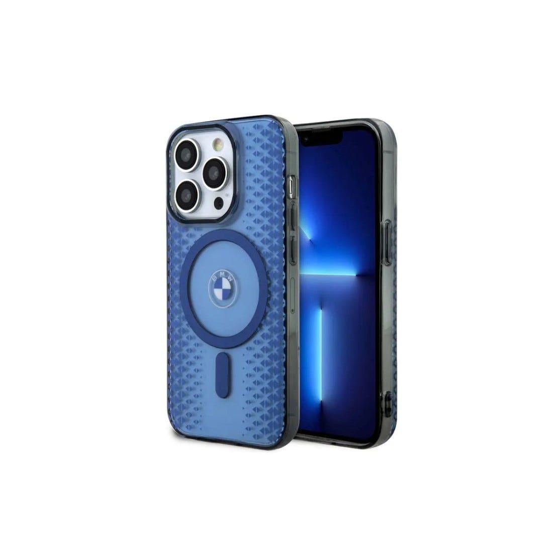 iPhone 15 Pro Signature Track Pattern Magsafe IML Hard Case - Blue