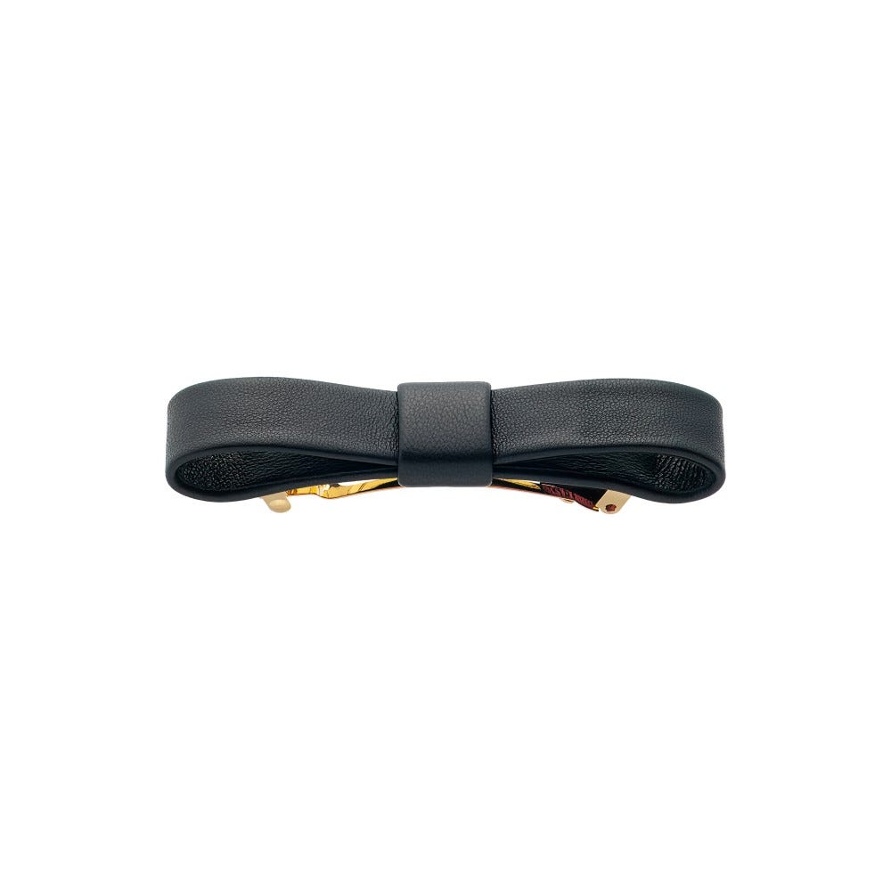 Classic French Collection: 8 cm Auto Leather Bow Barrette
